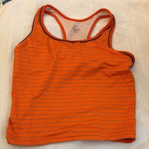 Nike Orange and Black Striped Tank Top